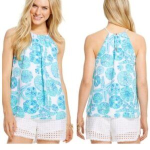 Lilly Pulitzer blue paisley sleeve less top w braided strap sz medium x Target